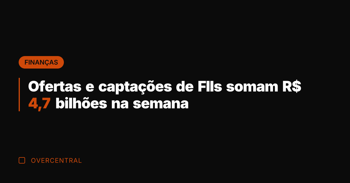 Ofertas e captações de FIIs somam R$ 4,7 bilhões na semana