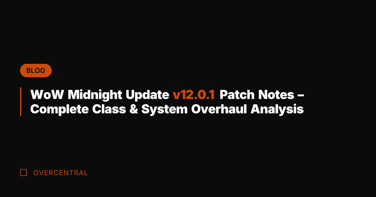 WoW Midnight Update v12.0.1 Patch Notes - Complete Class & System Overhaul