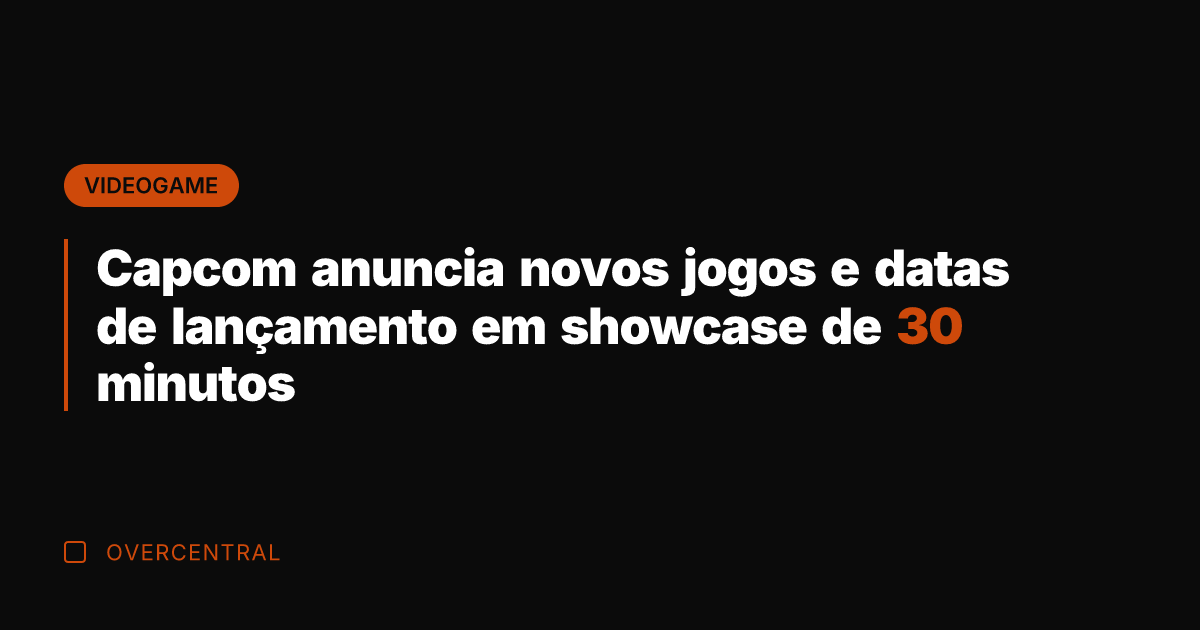 Capcom anuncia novos jogos e datas de lançamento em showcase de 30