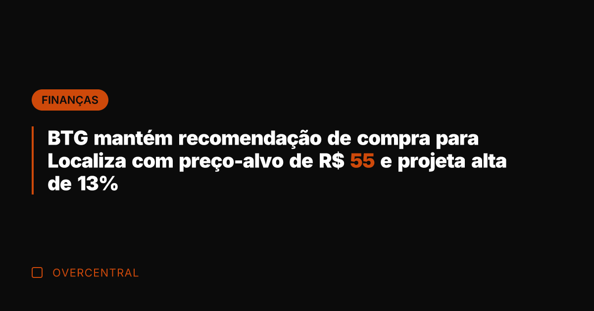 BTG mantém recomendação de compra para Localiza com preço-alvo de R$ 55