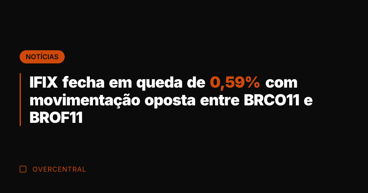 IFIX fecha em queda de 0,59% com movimentação oposta entre BRCO11 e