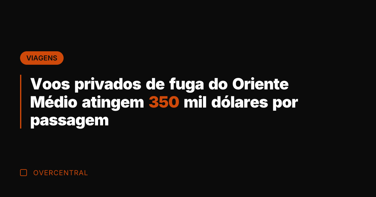 Voos privados de fuga do Oriente Médio atingem 350 mil dólares por