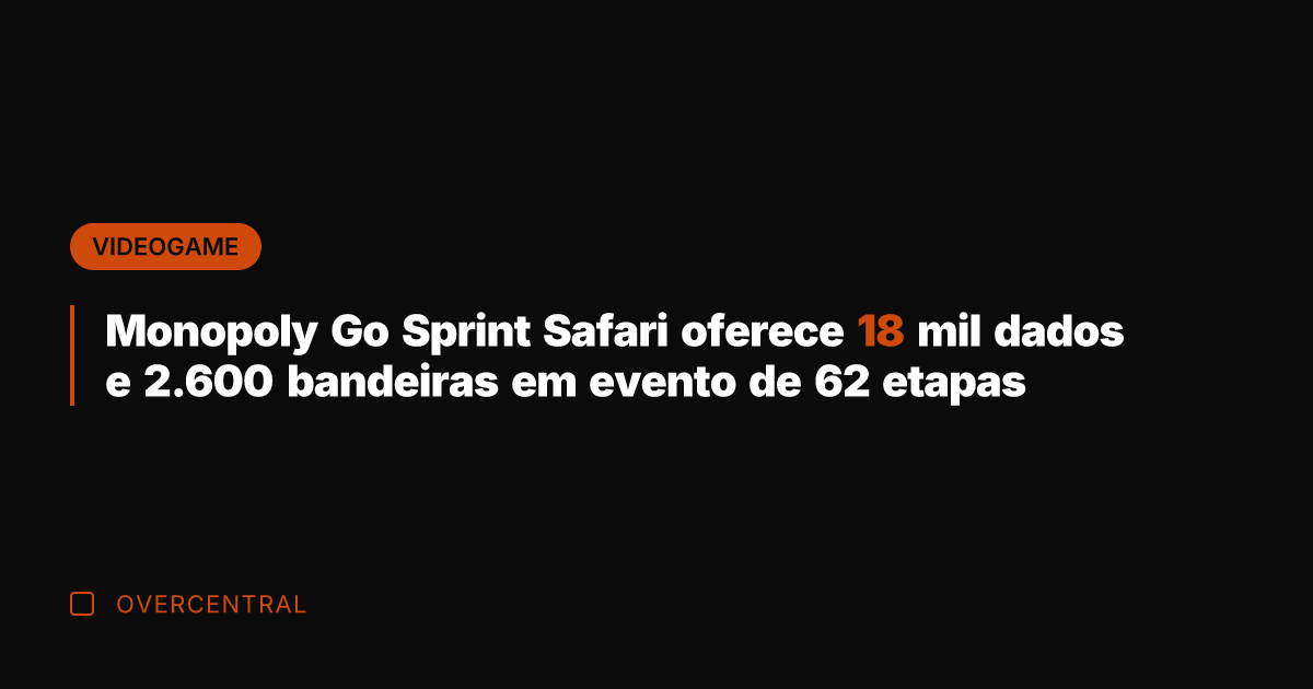 Monopoly Go Sprint Safari oferece 18 mil dados e 2.600 bandeiras em