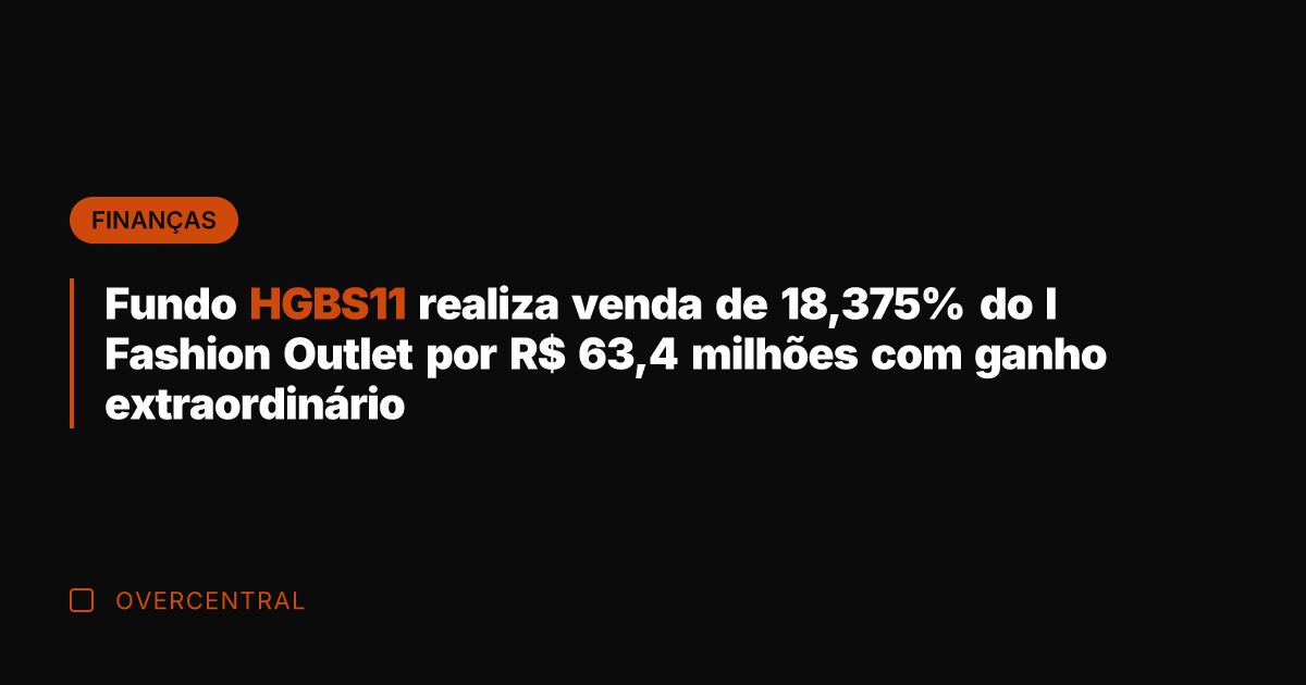 Fundo HGBS11 realiza venda de 18,375% do I Fashion Outlet por R$