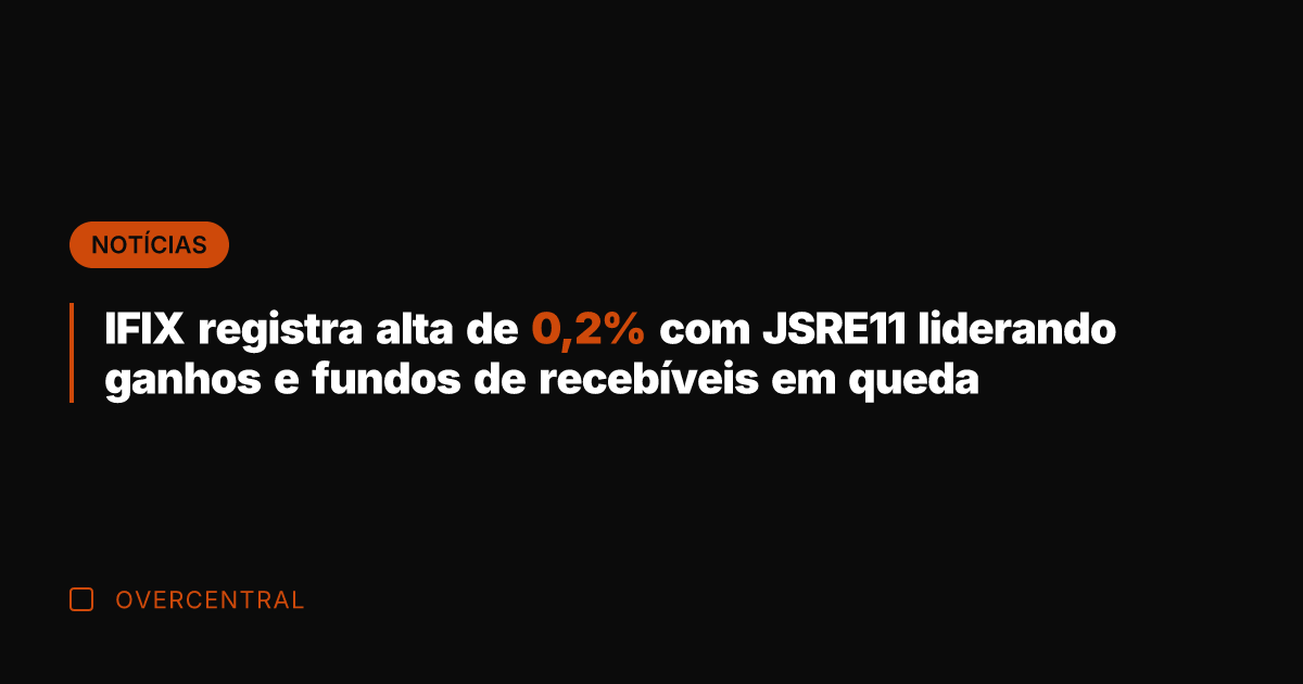 IFIX registra alta de 0,2% com JSRE11 liderando ganhos e fundos de
