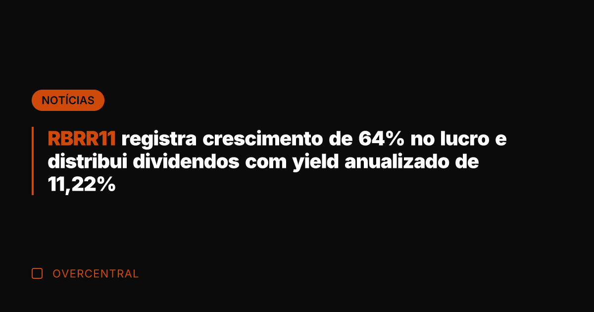 RBRR11 registra crescimento de 64% no lucro e distribui dividendos com yield