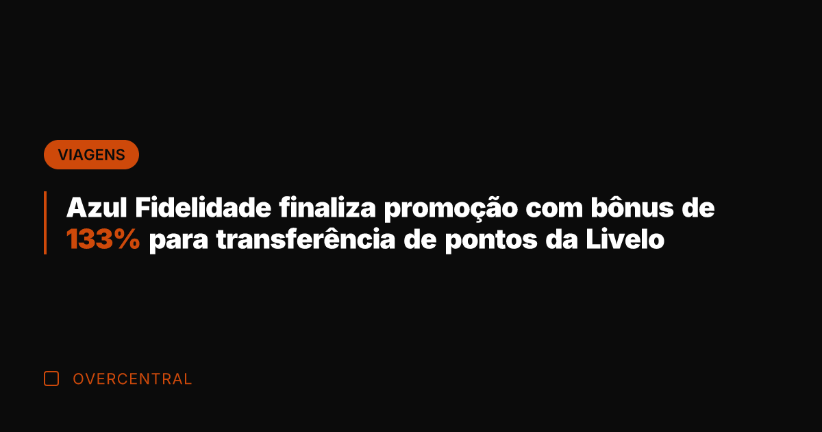 Azul Fidelidade finaliza promoção com bônus de 133% para transferência de pontos