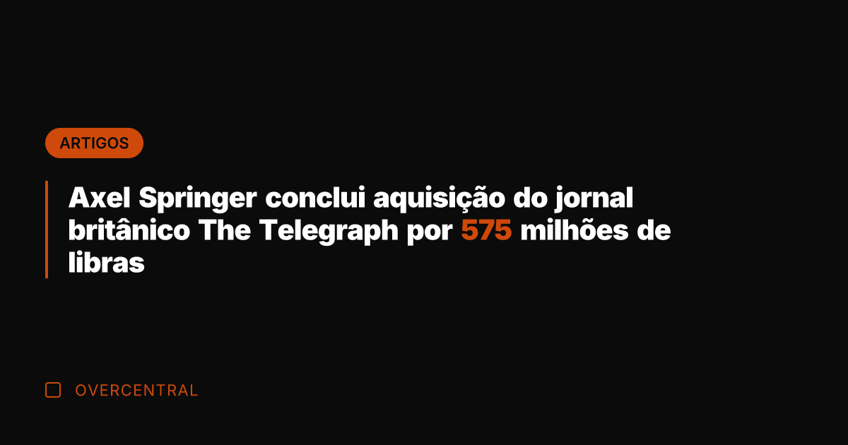 Axel Springer conclui aquisição do jornal britânico The Telegraph por 575 milhões