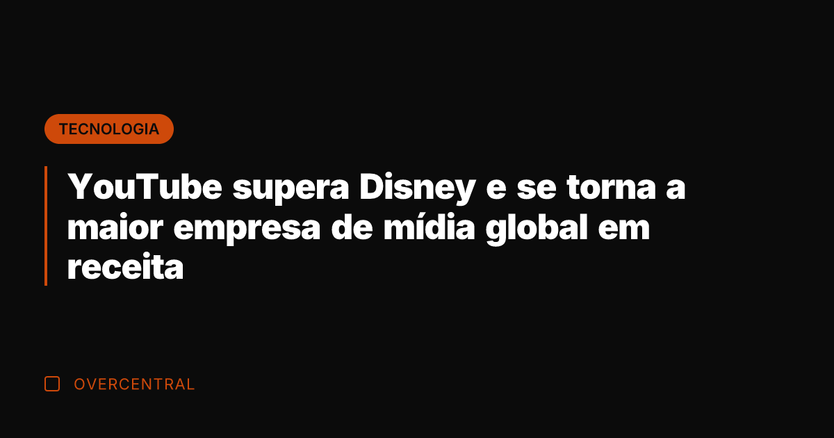 YouTube supera Disney e se torna a maior empresa de mídia global