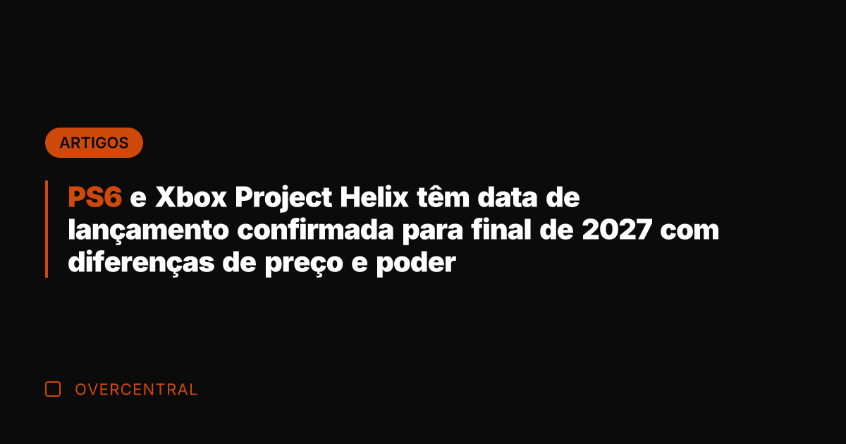 PS6 e Xbox Project Helix têm data de lançamento confirmada para final