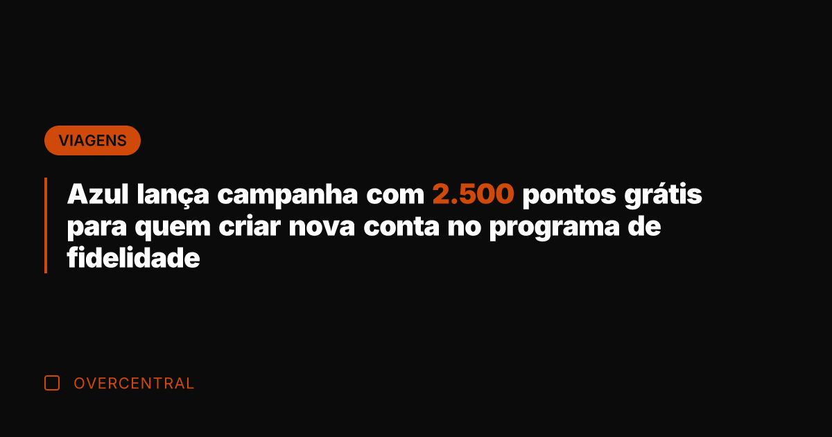 Azul lança campanha com 2.500 pontos grátis para quem criar nova conta