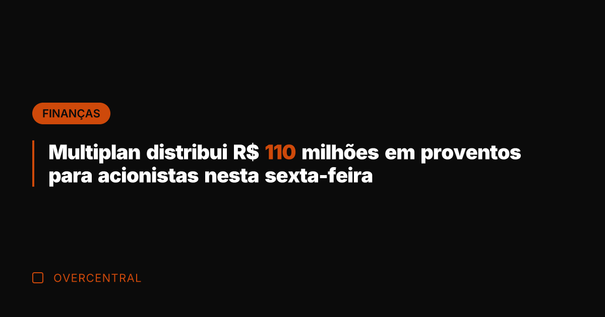 Multiplan distribui R$ 110 milhões em proventos para acionistas nesta sexta-feira