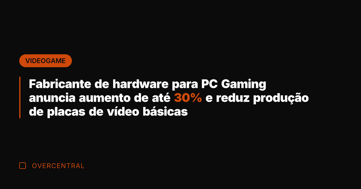 Fabricante de hardware para PC Gaming anuncia aumento de até 30% e Fabricante de hardware para PC Gaming anuncia aumento de até 30% e
