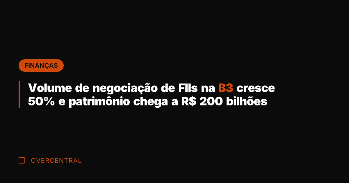 Volume de negociação de FIIs na B3 cresce 50% e patrimônio chega