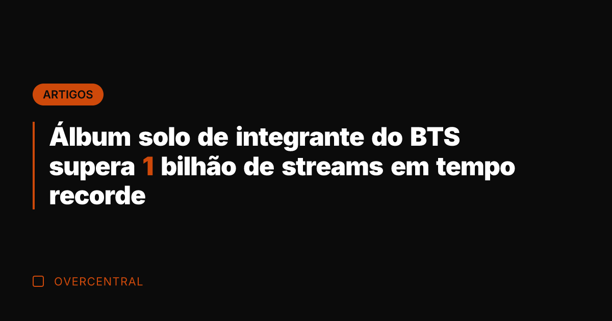 Álbum solo de integrante do BTS supera 1 bilhão de streams em