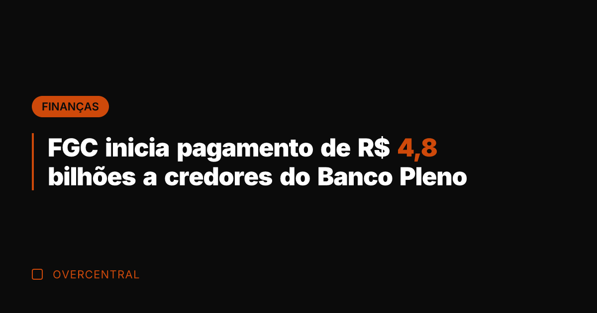 FGC inicia pagamento de R$ 4,8 bilhões a credores do Banco Pleno