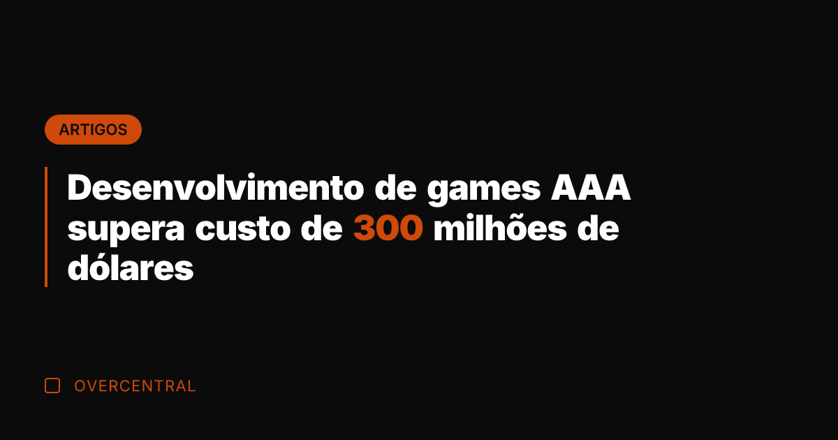 Desenvolvimento de games AAA supera custo de 300 milhões de dólares