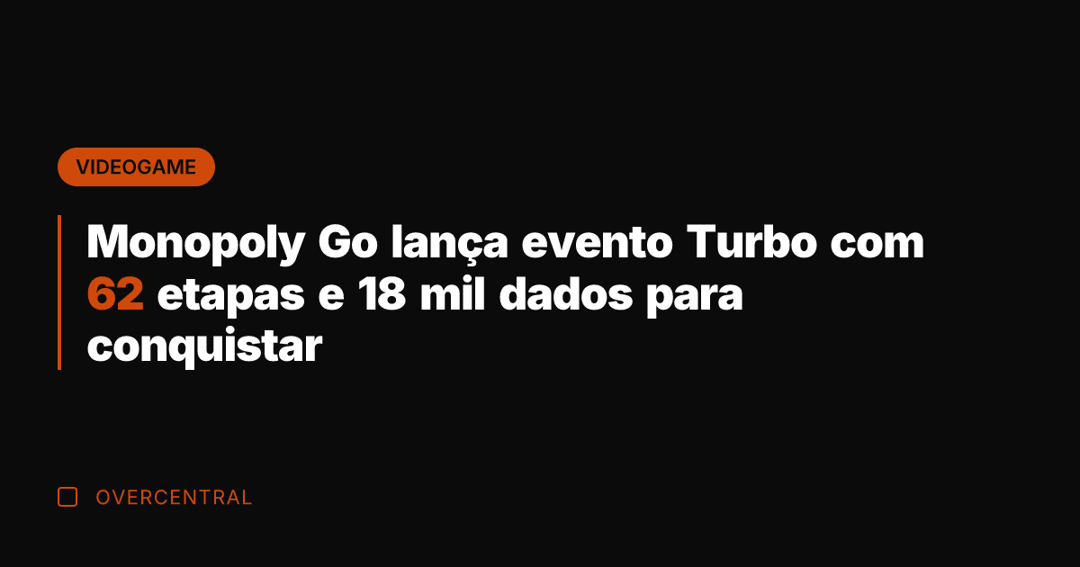 Monopoly Go lança evento Turbo com 62 etapas e 18 mil dados