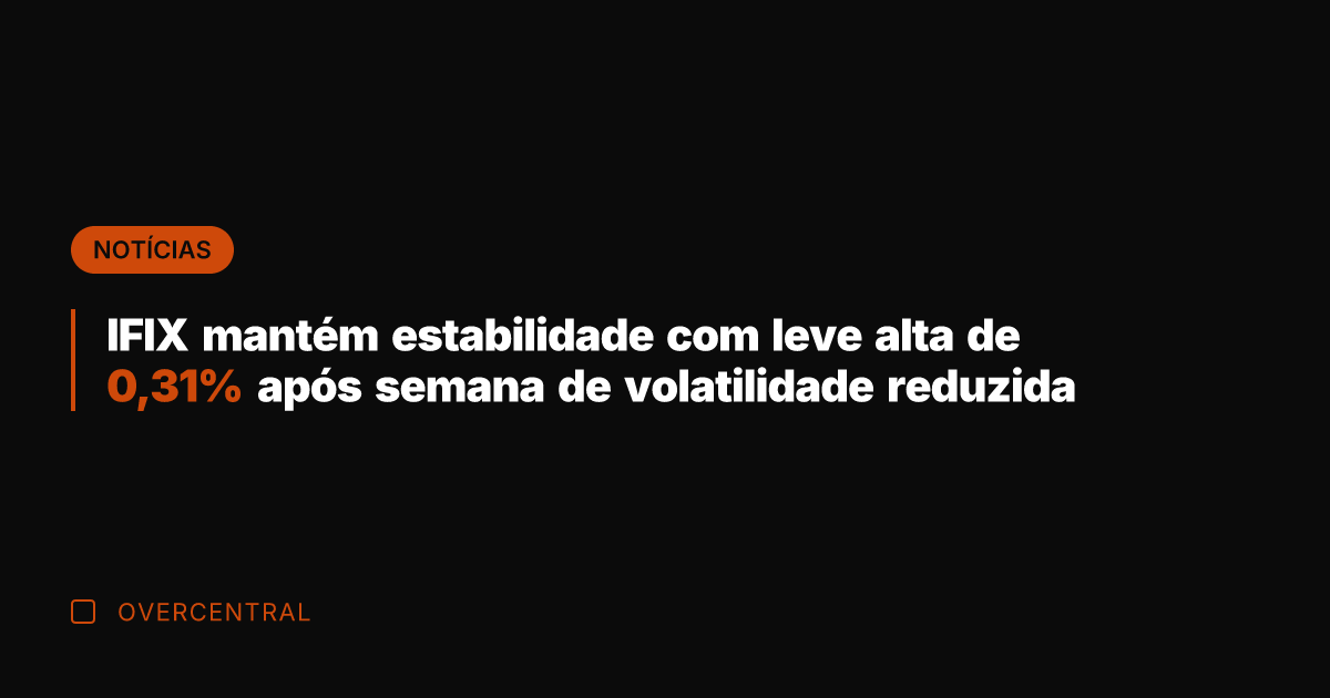 IFIX mantém estabilidade com leve alta de 0,31% após semana de volatilidade IFIX mantém estabilidade com leve alta de 0,31% após semana de volatilidade