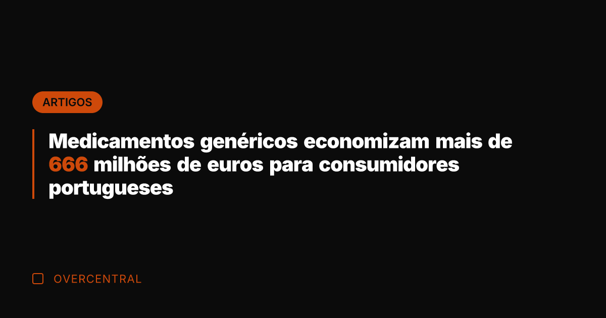 Medicamentos genéricos economizam mais de 666 milhões de euros para consumidores portugueses