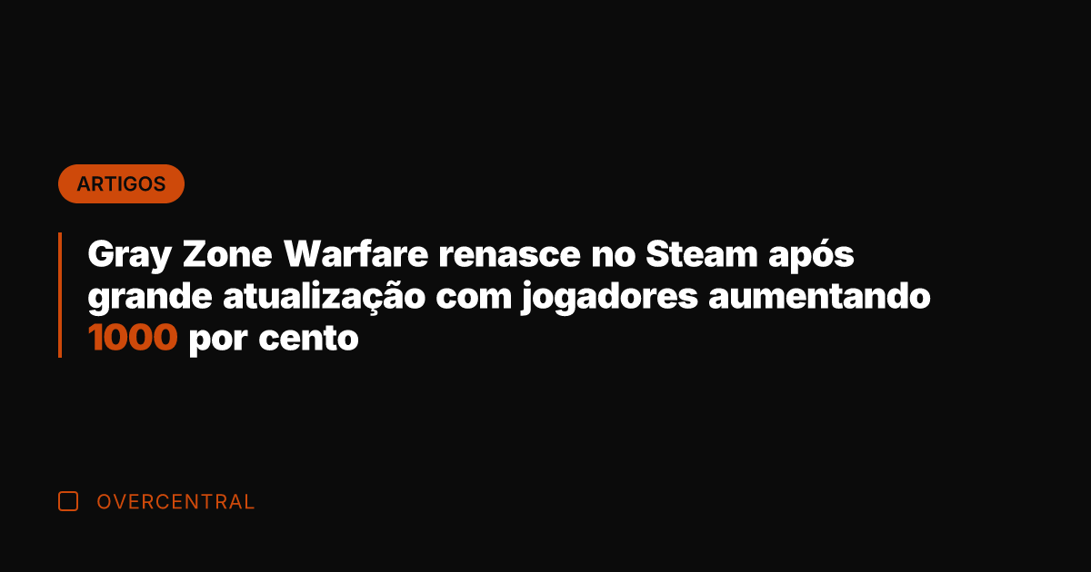 Gray Zone Warfare renasce no Steam após grande atualização com jogadores aumentando