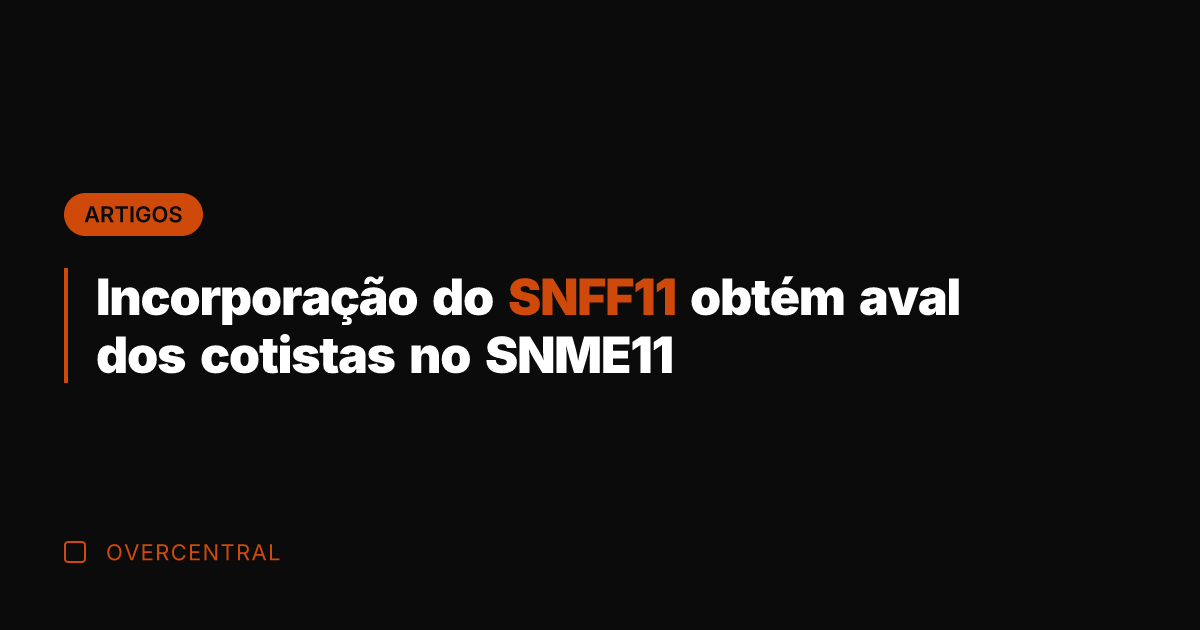 Incorporação do SNFF11 obtém aval dos cotistas no SNME11