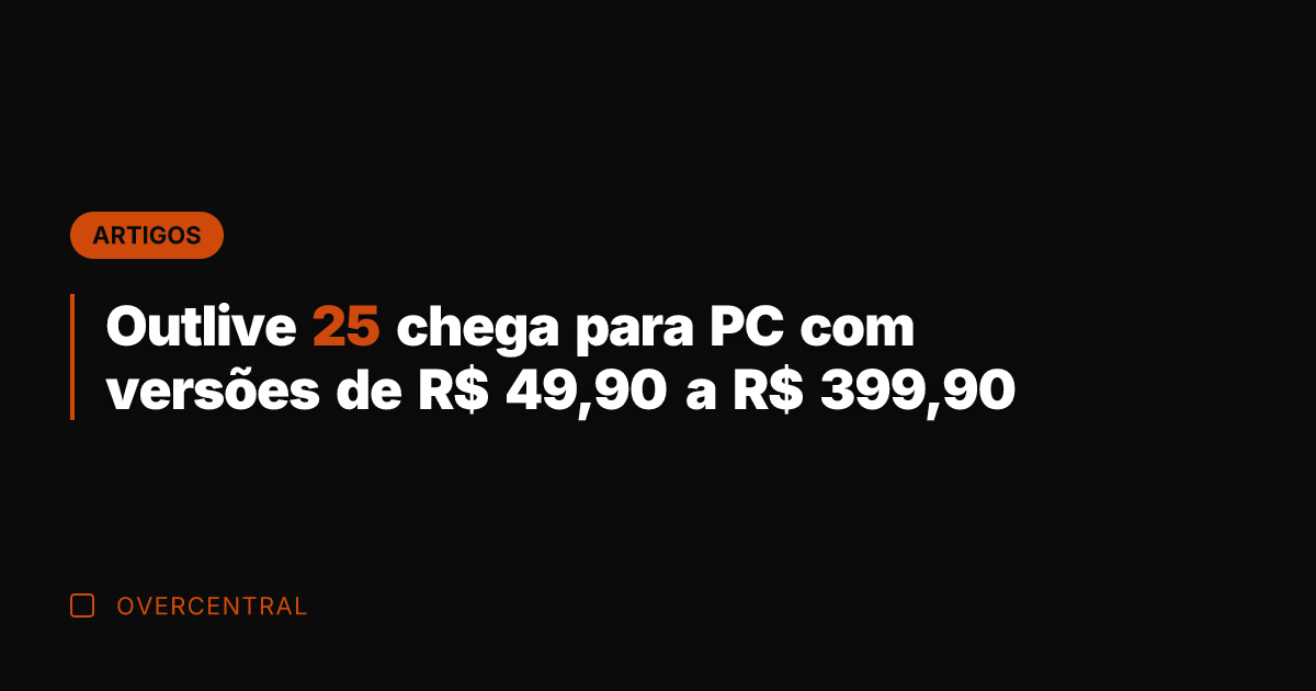 Outlive 25 chega para PC com versões de R$ 49,90 a R$