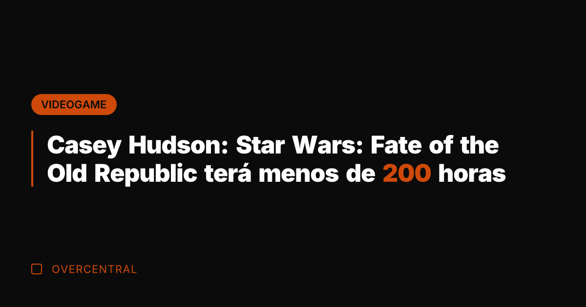 Casey Hudson: Star Wars: Fate of the Old Republic terá menos de