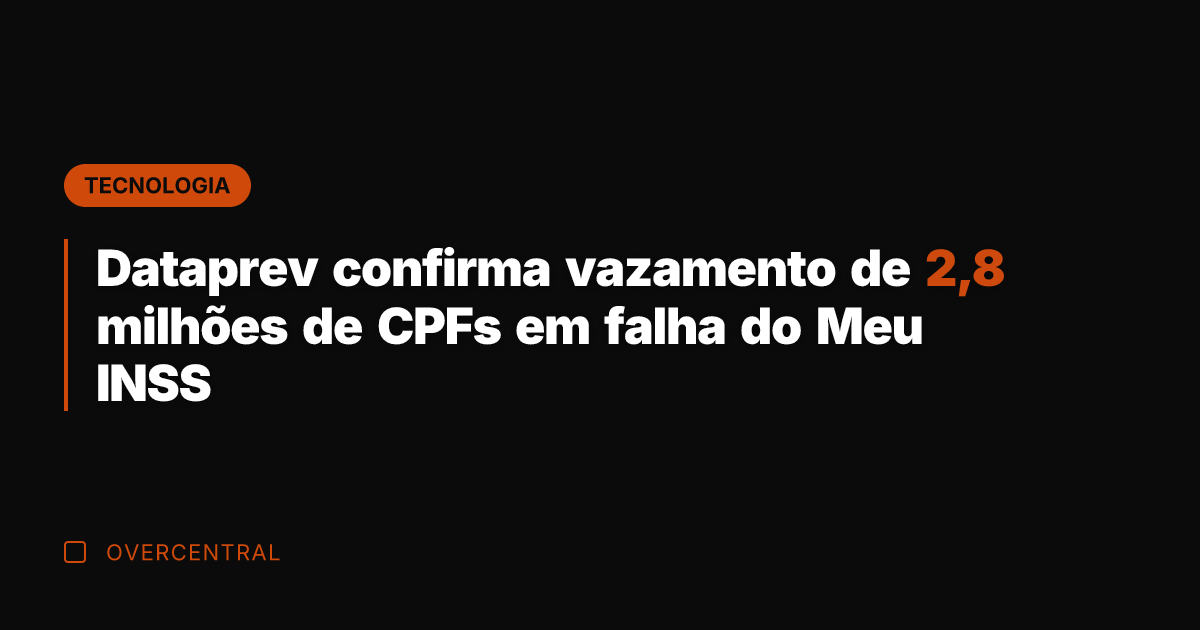 Dataprev confirma vazamento de 2,8 milhões de CPFs em falha do Meu