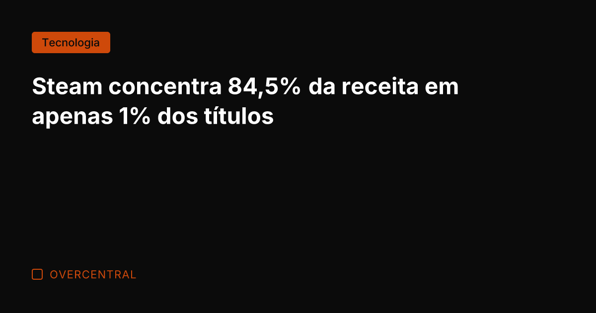Steam concentra 84,5% da receita em apenas 1% dos títulos
